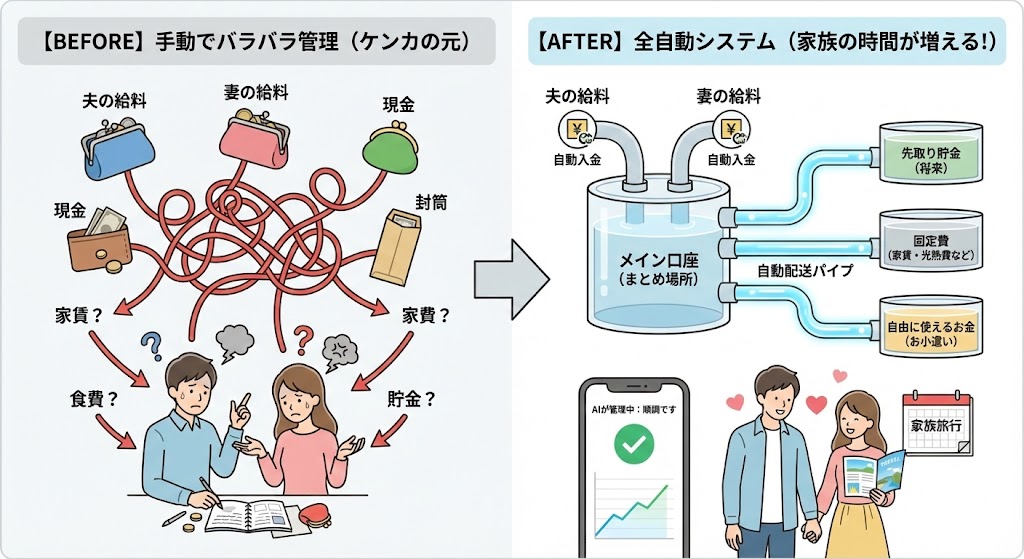 「またお金の話？」でケンカするのをやめよう。夫婦で二度と頑張らなくていい、家族の「勝手に貯まる」仕組み作り
