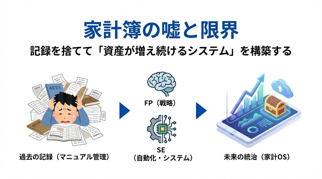 家計簿の嘘と限界：記録を捨てて「資産が増え続けるシステム」を構築する
