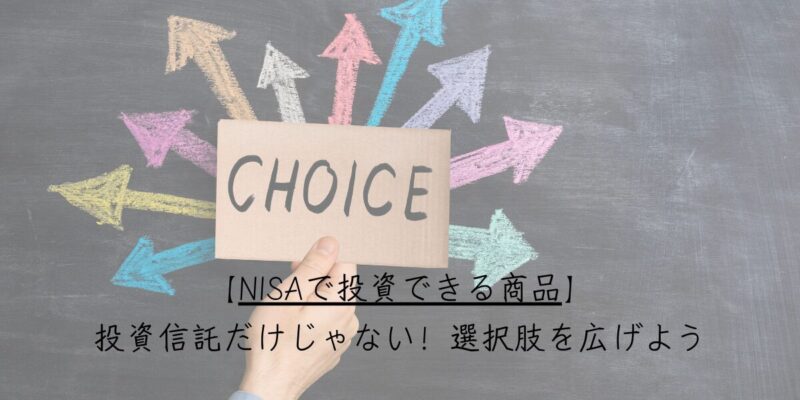 【NISAで投資できる商品】投資信託だけじゃない！選択肢を広げよう