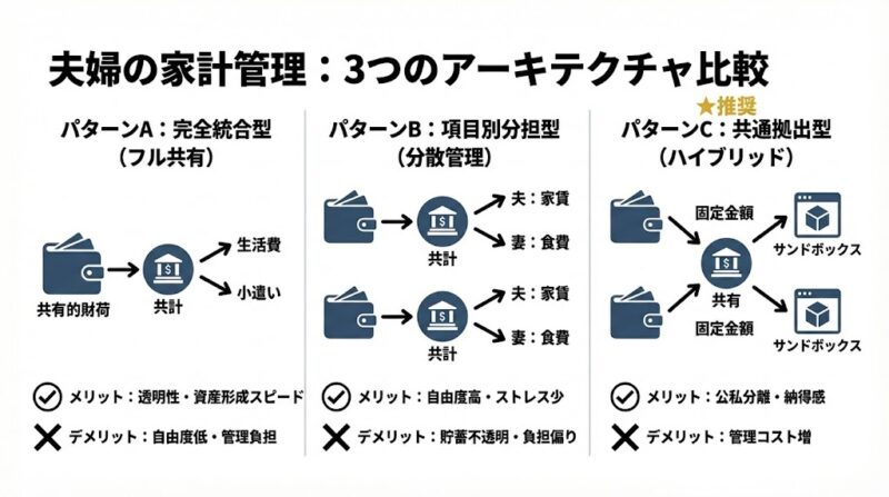 夫婦の家計管理「3つのアーキテクチャ」比較
