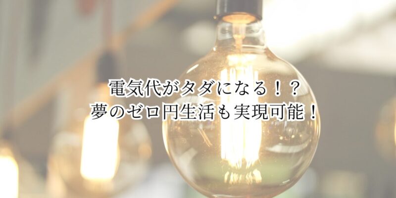 メリット①：電気代がタダになる！？夢のゼロ円生活も実現可能！