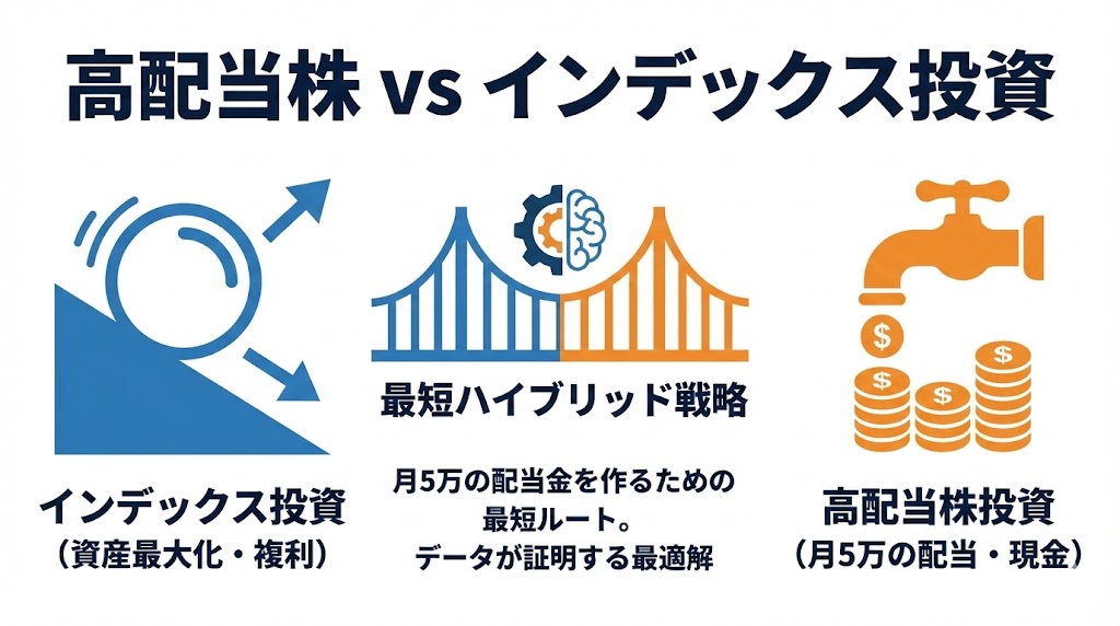 高配当株 vs インデックス投資：月5万の配当を作る最短ルート。データが証明する「キャッシュフロー最大化」の最適解