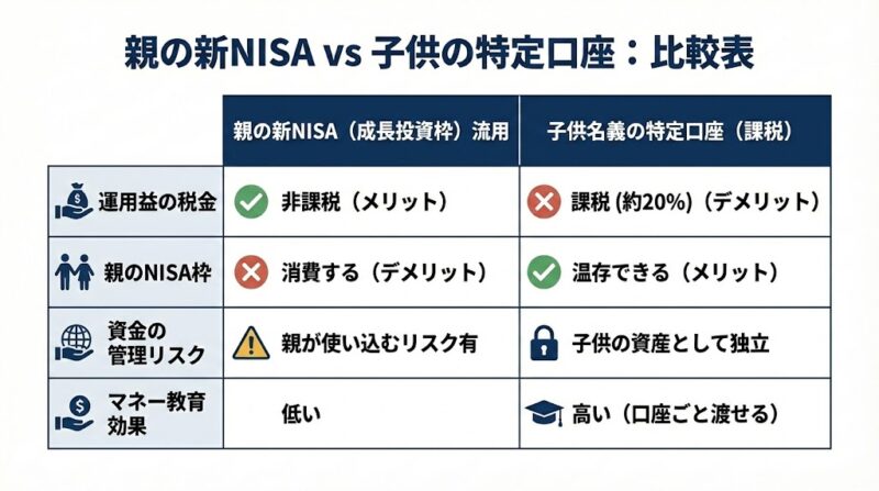 親の「新NISA」vs 子供の「特定口座」。目的別・最適ルートの判定