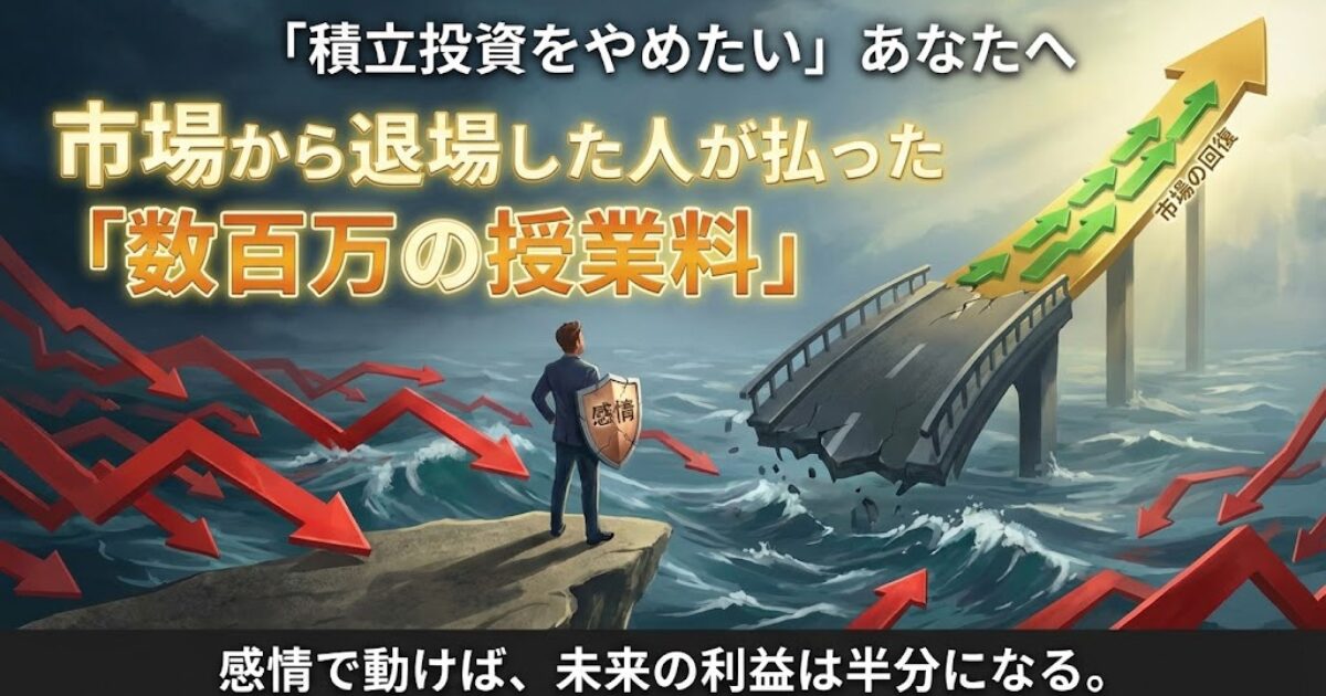 「積立投資をやめたい」あなたへ。過去のデータが証明する、市場から退場した人が払った「数百万の授業料」