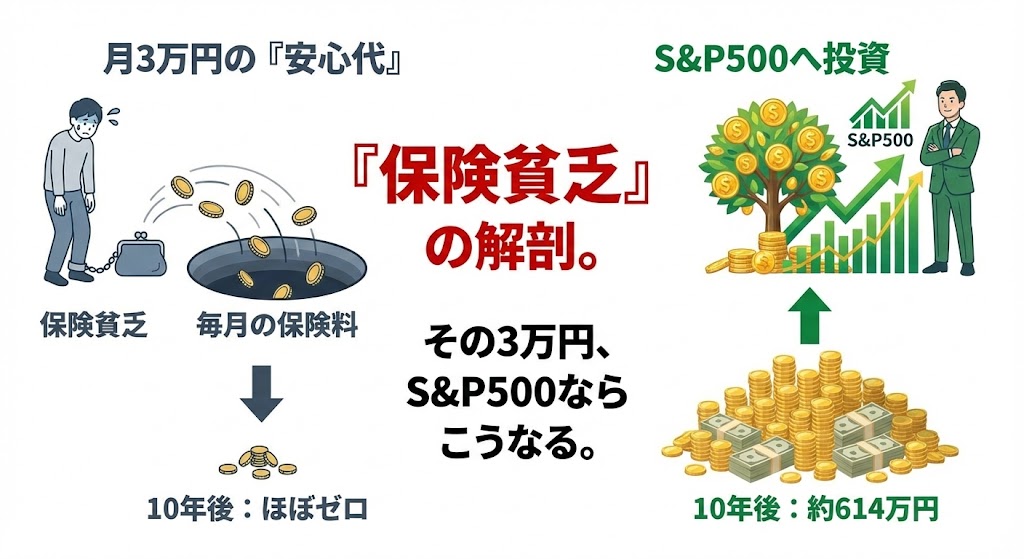 「保険貧乏」の解剖。あなたが払っている月額保険料、S&P500に回していたら10年でいくら増えていた？