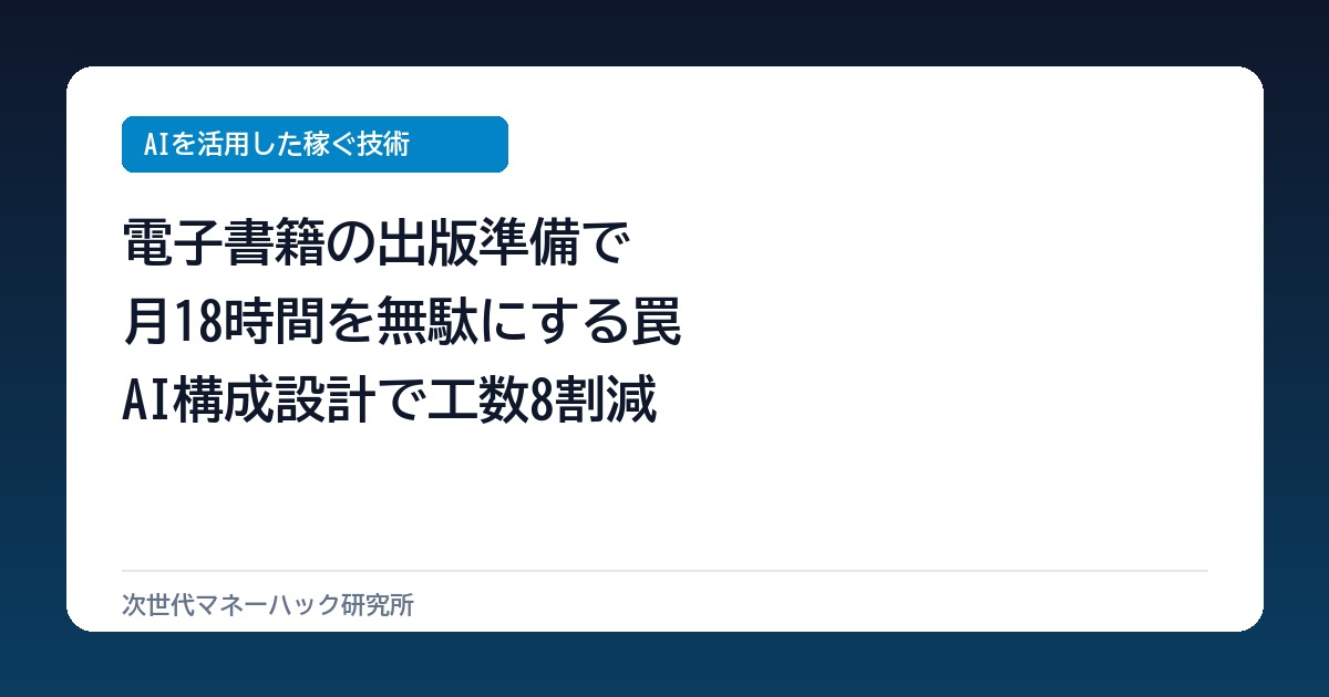 電子書籍出版で月18時間を浪費？AI壁打ちで構成案を作る新常識