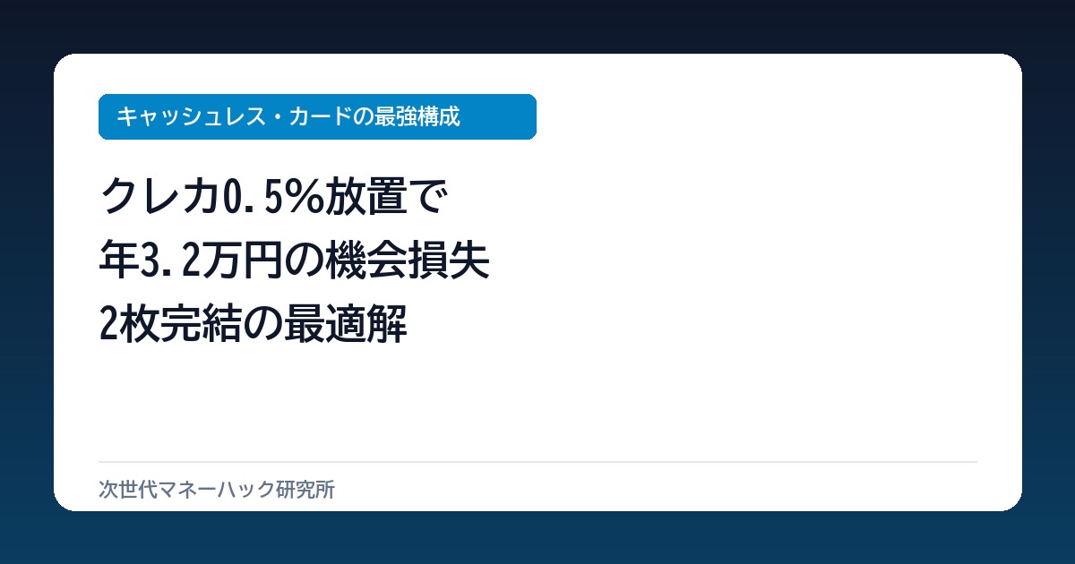 クレカ見直しの盲点｜年3.2万円損する0.5％放置と2枚完結の数理