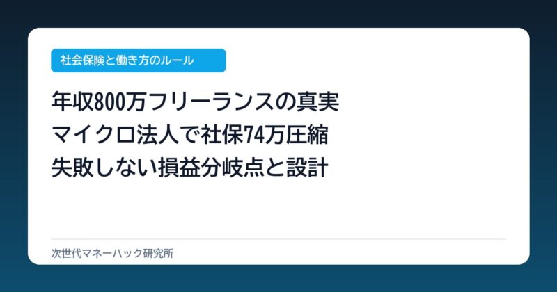 年収800万で年74万浮く？マイクロ法人の社会保険料と損益分岐点